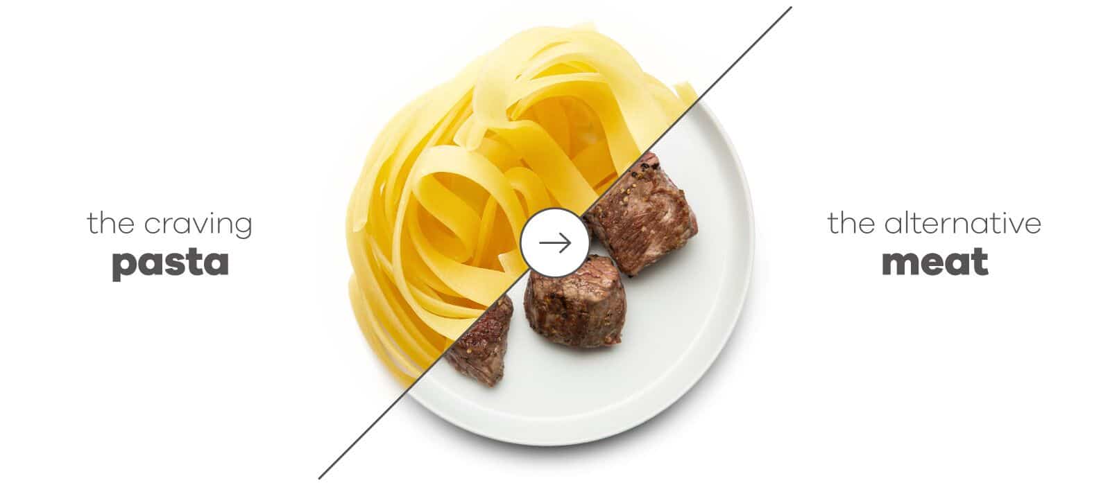 pasta and meat together and nutrition comparison