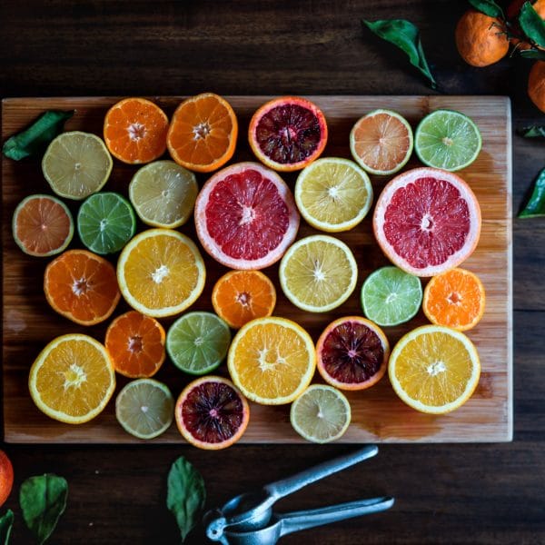 Citrus fruits on a dark background