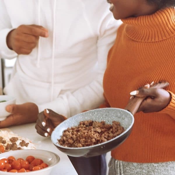 Family making dinner in the kitchen