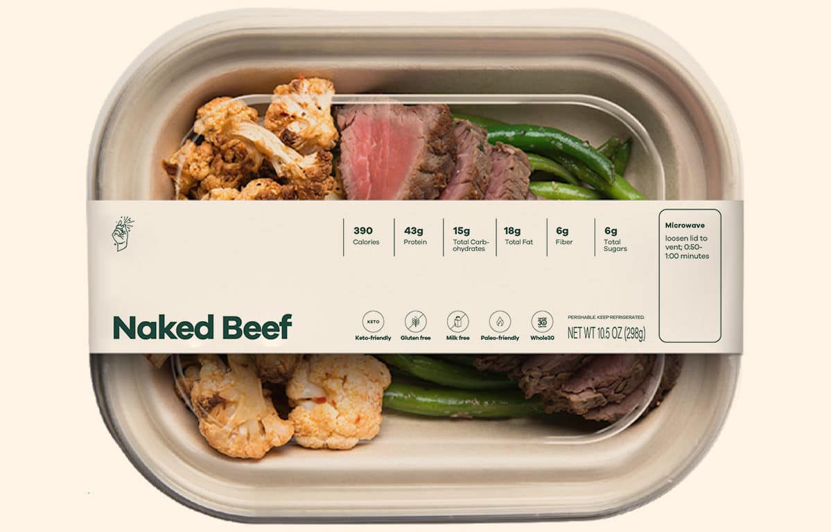 Close up of the Snap Kitchen naked beef packaging