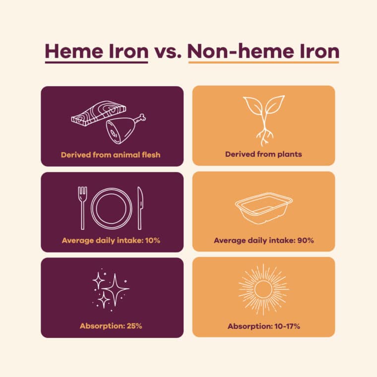 graph showing the difference between heme and non-heme iron