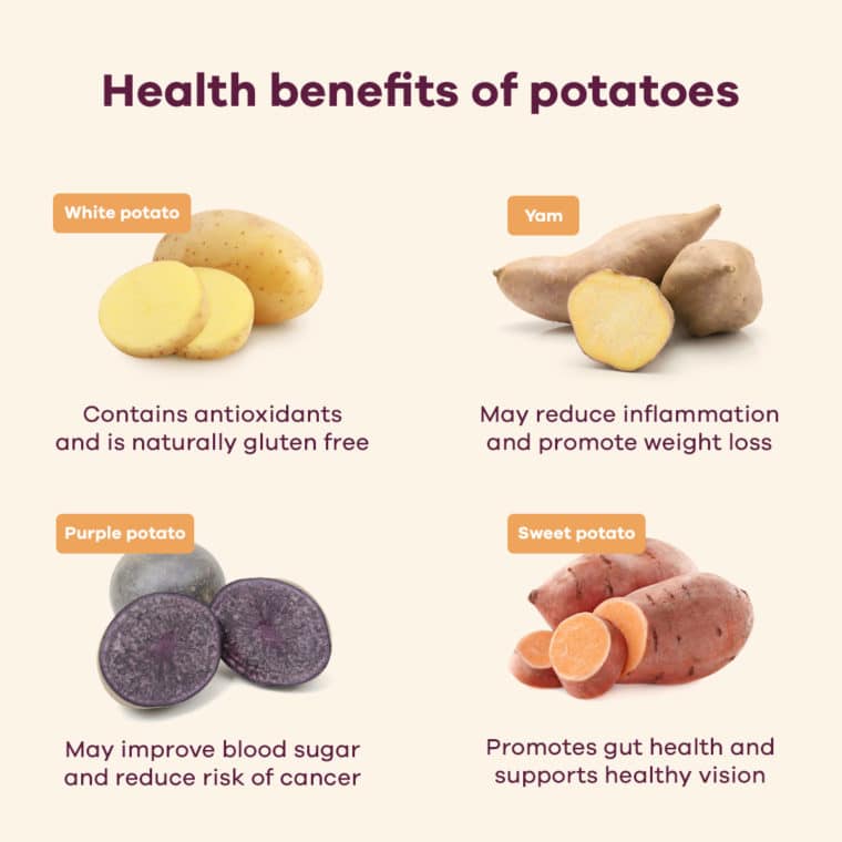 chart showing the benefit of different types of potatoes
