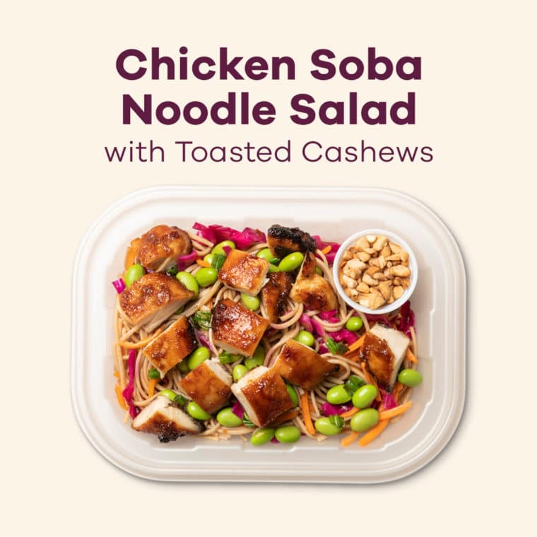 soba noodles with chicken, edamame, and cashews