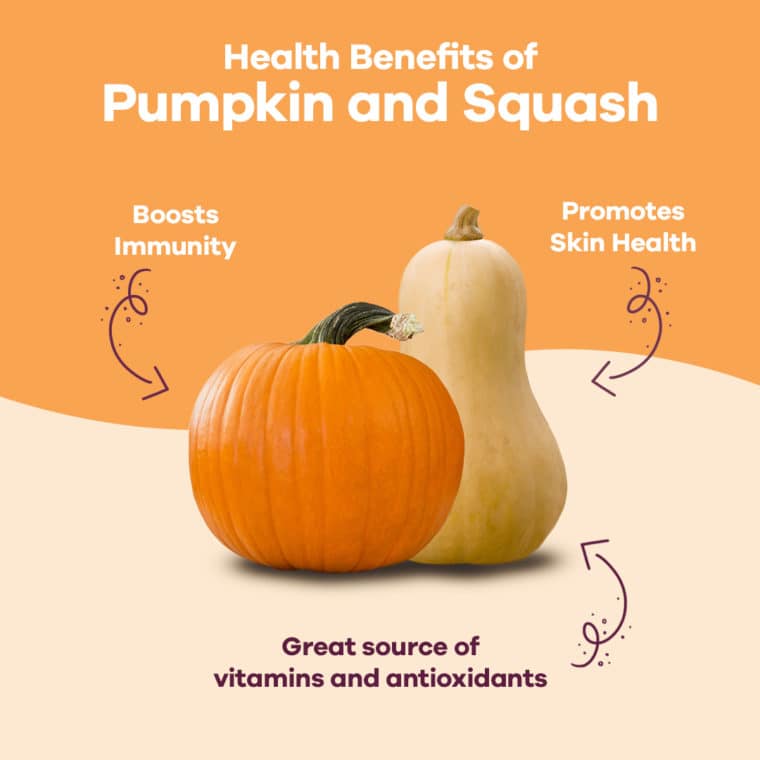 chart describing the benefits of squash and pumpkin