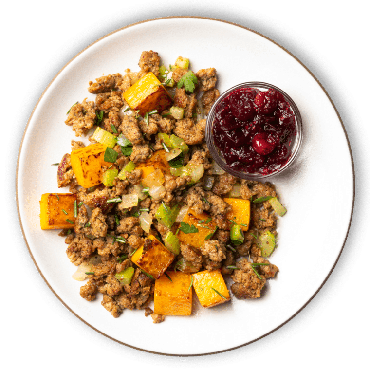 Turkey and Butternut Squash Stuffing with Cranberry Sauce